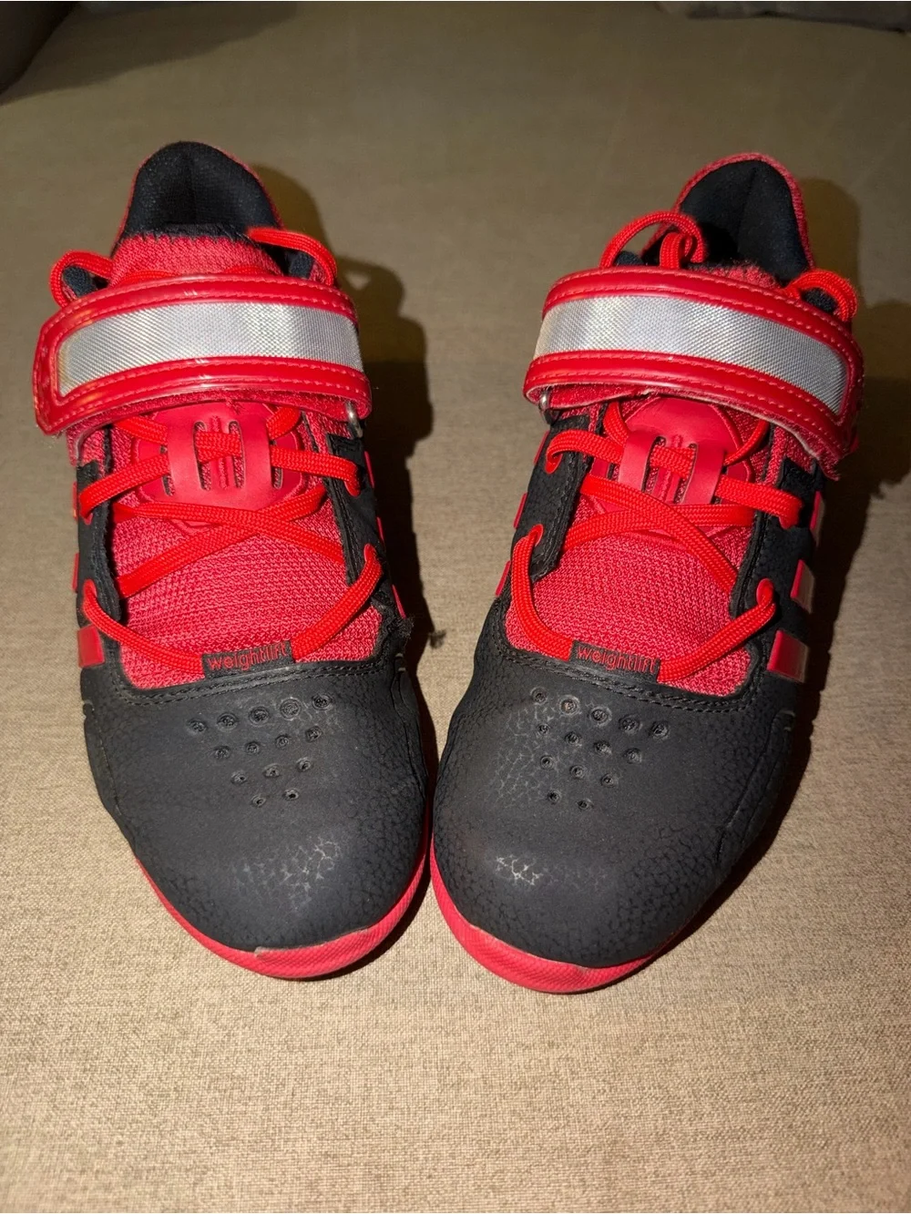 adidas Red and Black Mens Athletic Sneakers Adipower 1 Weightlifting Shoes Sz 9